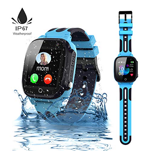 Jslai Niños Smartwatch Impermeable,Reloj Inteligente para Niños,LBS Localizador Reloj del Teléfono,Kids Smartwatch Phone con Call SOS Cámara para Niño Niña Cumpleaños (Azul)