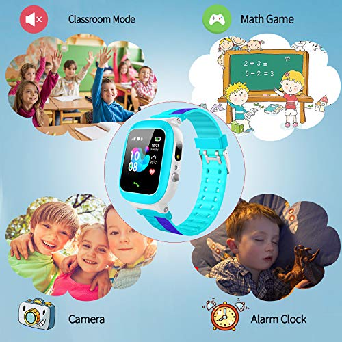 Jslai Niños Smartwatch Imprägniern,Inteligente Relojes Telefono, LBS Tracker de Alarma SOS Infantil Relojes de Pulsera Cámara Reloj móvil Mejor Regalo para Niño niña de 3-12 años (Blue)