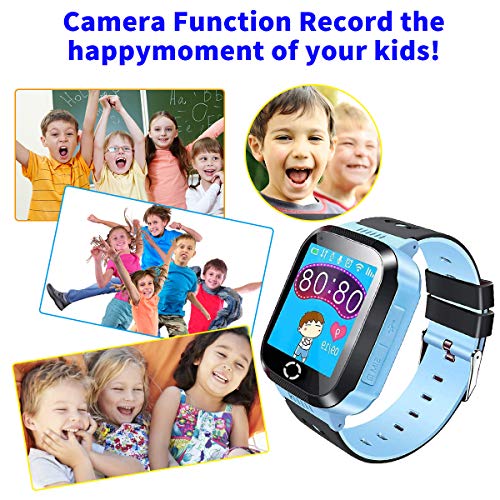 Jslai Niños Smartwatch Relojes, GPS/LBS Kids Smart Watch de Alarma SOS Infantil Relojes de Pulsera Cámara Reloj móvil Mejor Regalo para Niño niña de 3-12 años Compatible con iOS/Android