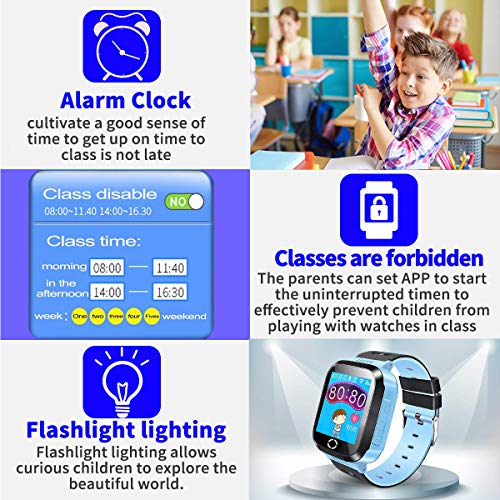 Jslai Niños Smartwatch Relojes, GPS/LBS Kids Smart Watch de Alarma SOS Infantil Relojes de Pulsera Cámara Reloj móvil Mejor Regalo para Niño niña de 3-12 años Compatible con iOS/Android