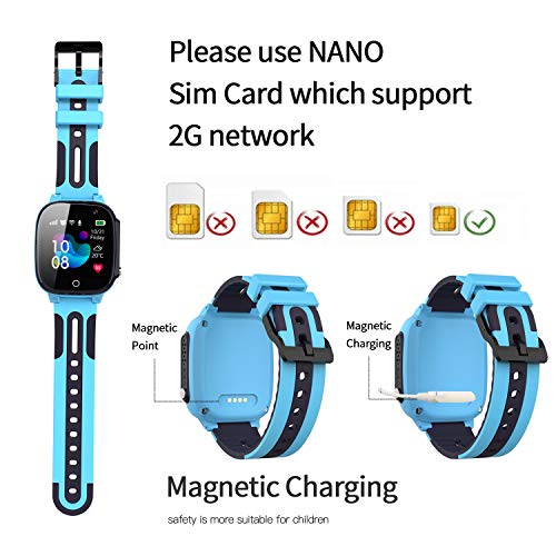 Jslai Smartwatch Niños Impermeable,Reloj Inteligente para Niños,LBS Localizador Reloj del Teléfono,Kids Smartwatch Phone con Call SOS Cámara para Niño Niña Cumpleaños (Azul)