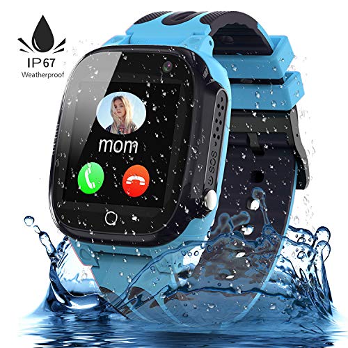 Jslai Smartwatch Niños Impermeable,Reloj Inteligente para Niños,LBS Localizador Reloj del Teléfono,Kids Smartwatch Phone con Call SOS Cámara para Niño Niña Cumpleaños (Azul)
