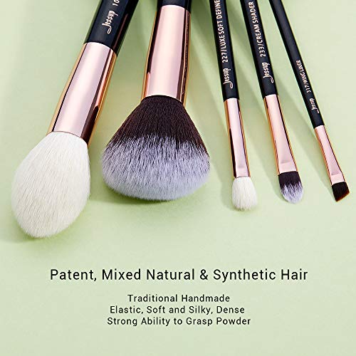 Juego 25 pzas. de brochas de maquillaje profesional de marca Jessup Base de maquillaje Belleza Cosmética Power Blushes pestañas Lápiz labial Cepillo de pelo natural-sintético