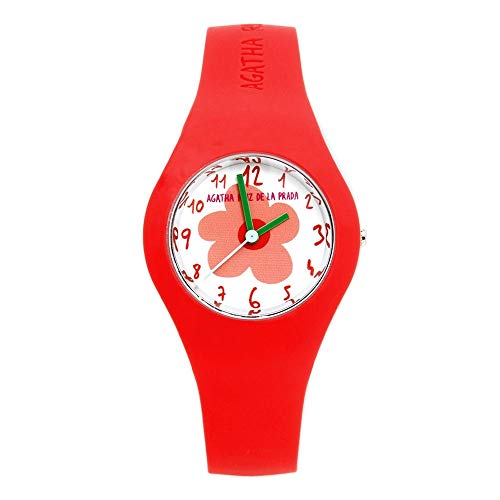Juego Agatha Ruiz de la Prada reloj AGR220 rojo anaranjado pendientes plata Ley 925m perla - Modelo: AGR220