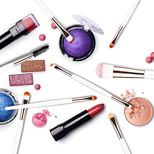 Juego de 20 brochas de maquillaje, base en polvo, sombra de ojos, delineador de ojos, brochas cosméticas para labios, kit de aseo (blanco y marrón) ideal para uso profesional y diario