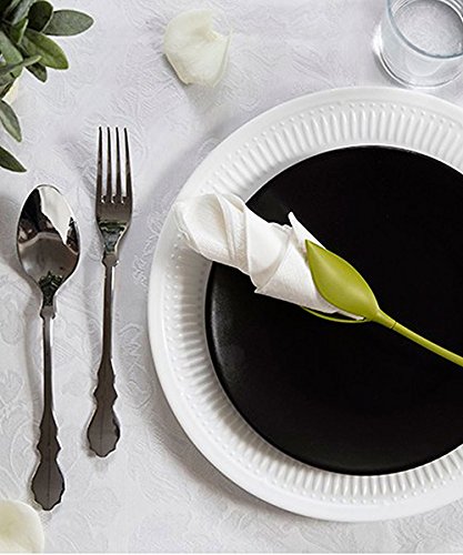 Juego de 4 verde tallo plástico Twist capullos de flores servilleta soportes plus blanco servilletas de papel para hacer Original de mesa