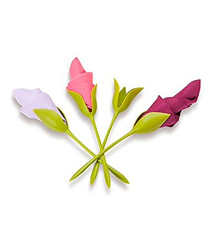 Juego de 4 verde tallo plástico Twist capullos de flores servilleta soportes plus blanco servilletas de papel para hacer Original de mesa