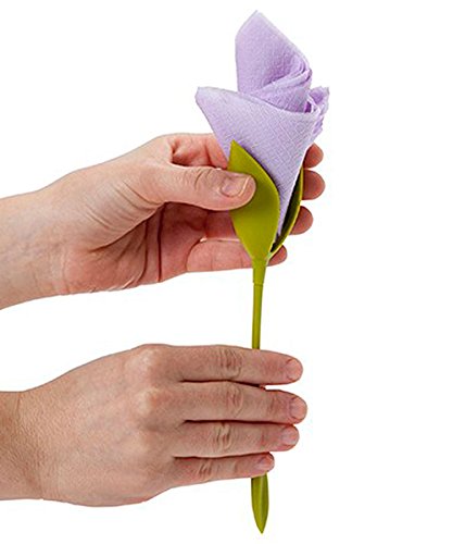 Juego de 4 verde tallo plástico Twist capullos de flores servilleta soportes plus blanco servilletas de papel para hacer Original de mesa