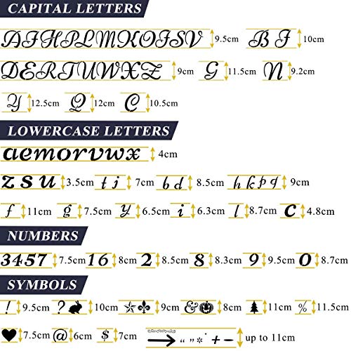 Juego de 44 plantillas de letras y números, 21 x 15 cm, tamaño grande, reutilizable, plantillas de alfabeto, bricolaje, manualidades, spray, dibujo para pintar sobre lienzo de madera, tela de pared, roca