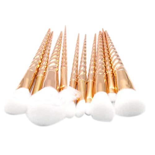 Juego de Brochas De Maquillaje 10 Piezas Maquillaje Profesional Cepillo Fundación Mezcla Cara De Ojos,Corrector Líquido,Polvos,Crema Oro(sin paquete) 10PCS