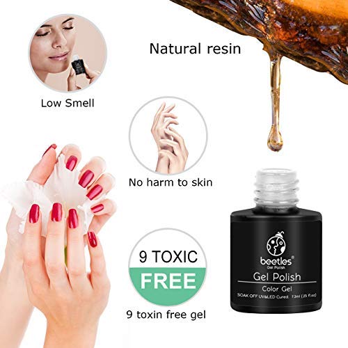 Juego de esmaltes de uñas de gel de Beetles Neon Orange Hot Pink Azul, Amarillo, Verde, Morado, 6 colores, kit de uñas de gel, 7,3 ml cada botella