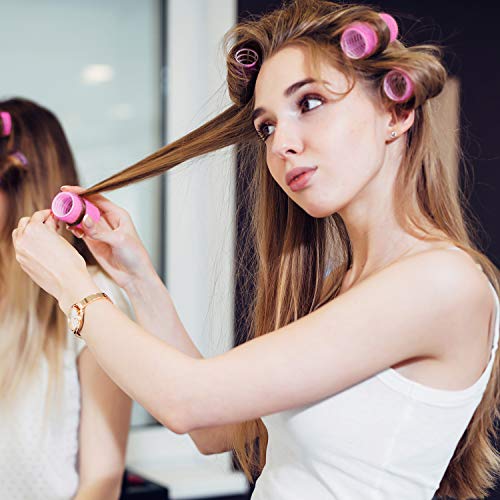 Juego de Rulo de Pelo Auto Agarre de 25 mm 12 Rulos Pequeños de Auto Sostenerse y 12 Pinzas de Pelo de Dientes de Pato de Plástico de Multicolor para Mujeres Hombres y Niños (25 mm, 24 Piezas)