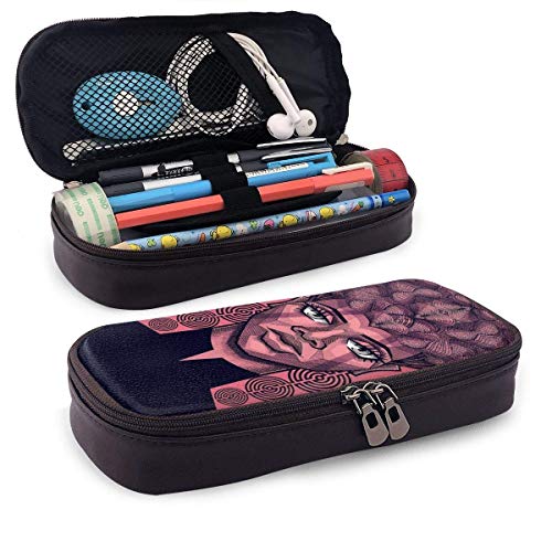 Jules African Queen Leather Pen Pencil Case Stationery Organizer Pen Pouch Holder Box para la oficina de la escuela