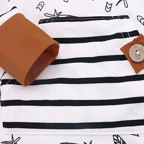 Julhold - Mono para bebé, diseño de plumas de rayas, estilo casual, con bolsillo para ropa de 0 – 24 meses