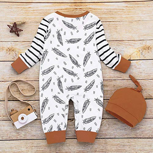 Julhold - Mono para bebé, diseño de plumas de rayas, estilo casual, con bolsillo para ropa de 0 – 24 meses
