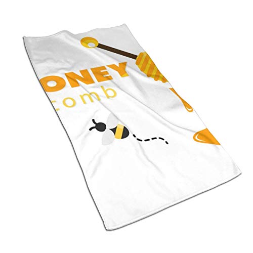 JULOE Honeycomb Bee Honey Dipper Toallas de Cocina-Paños de Cocina Toalla Deportiva de Secado rápido, Toalla para el Cabello 27.5X15.7in
