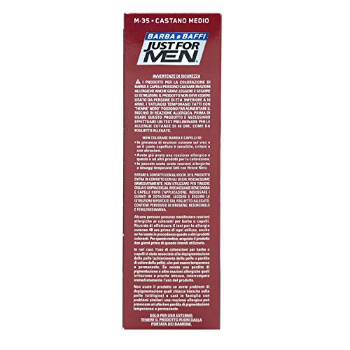 Just for Men Barba y Baffi color permanente con pincel sin amoníaco castaño medio M-35 2 x 14 ml