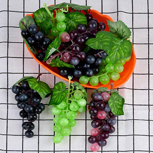JUSTDOLIFE 9 racimos de Uvas Artificiales Decorativas para Decoración De Mesa y Frutas, Frutas Falsas, Hogar, Cocina, Fiesta, Fotografía, Decoración De Boda etc