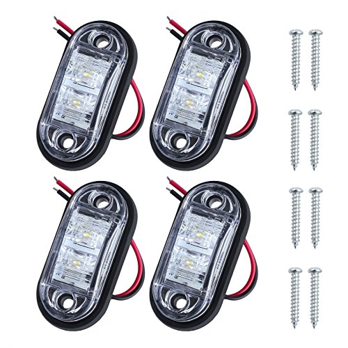 Justech 4 x Luces Laterales Luces de Marcador LED de Posición de Lámparas Laterales 12V 24V Blanco Universal para Remolque Camioneta Caravana Camión Camión Autobús
