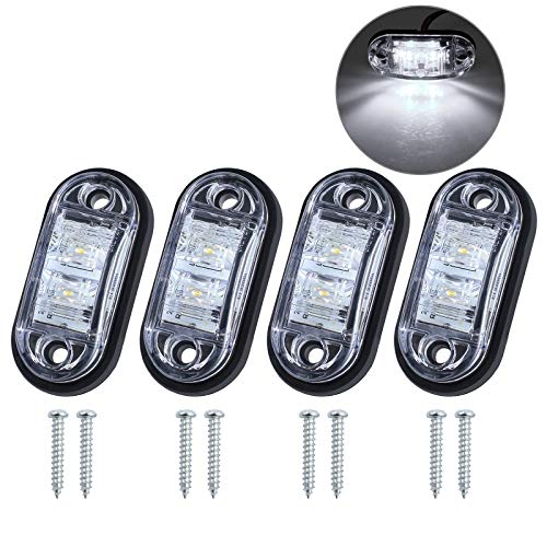 Justech 4 x Luces Laterales Luces de Marcador LED de Posición de Lámparas Laterales 12V 24V Blanco Universal para Remolque Camioneta Caravana Camión Camión Autobús