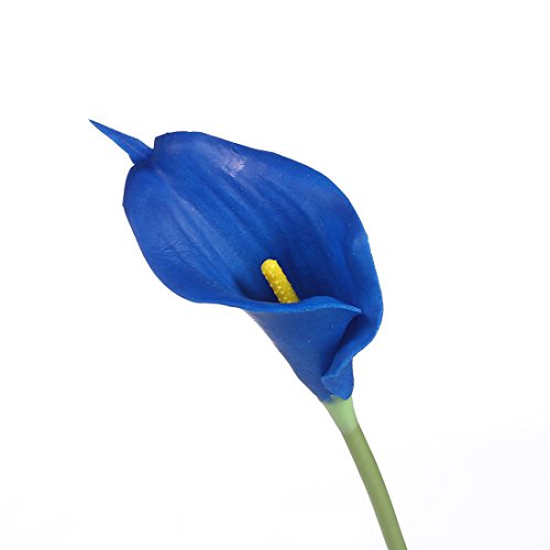 JUSTOYOU - Lirios de agua artificiales, 20 unidades, de látex, sensación real al tacto, para ramos de boda, hogar, hotel, jardín, decoración, tela, azul, 20PCS