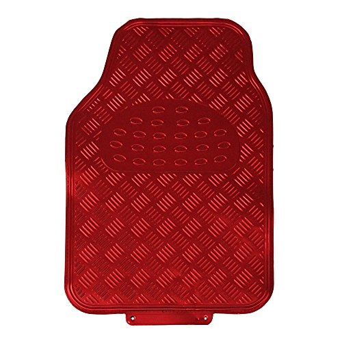 JVL Titan 01-692 Alfombrillas de Goma para Coche con Diseño Metálico, Rojo, 4 Unidades