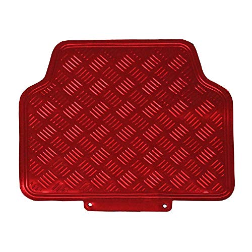 JVL Titan 01-692 Alfombrillas de Goma para Coche con Diseño Metálico, Rojo, 4 Unidades
