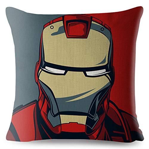 JWEK Funda de Almohada 4 Piezas American Anime Cartoon Miracle Cushion Sofa Superman Spider-Man Iron Man Funda de Almohada Decoración Avengers Funda de Almohada 45X45Cm