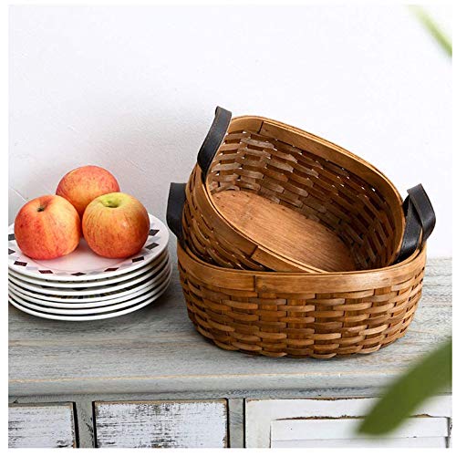 JY Cocido Fruta Cestas de Almacenamiento Vegetales Asa Cesta Hecho a Mano Al Aire Libre Cesto para Campin Supermercado Cesta de la Compra Restos Merienda Estudio Canasta de Almacenami