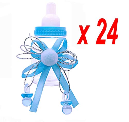 JZK 24 x Azul biberones favores Baby Shower Cajas Regalo para Baby Shower Fiesta cumpleaños niño Bautizo Bautismo recién Nacido