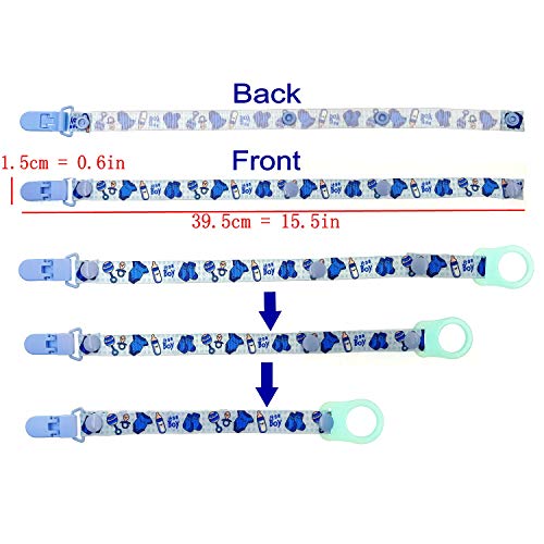 JZK 7 Chupetes de clip bebé y 7 anillo chupete adaptador silicona, cadenas para chupetes correa cinta para chupetero chupetes MAM y otros chupetes similares