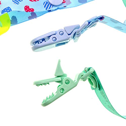 JZK 7 Chupetes de clip bebé y 7 anillo chupete adaptador silicona, cadenas para chupetes correa cinta para chupetero chupetes MAM y otros chupetes similares