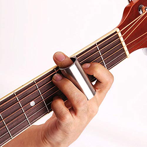 JZZJ 2 Piezas Slide de Cristal y Slide de Acero Inoxidable en Caja para Guitarra, Bajo, Mediano (6 cm)