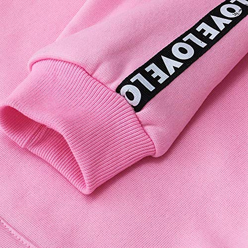K-youth Sudaderas con Capucha Adolescentes Chicas Color Sólido Suelto con Bolsillos Camisetas Mujer Deporte Tops Blusas para Mujer Invierno (Rosa, S)