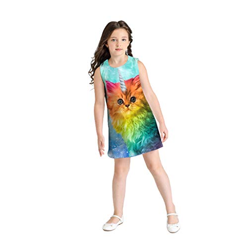 K-youth® Vestido para niña Fiesta Vestidos de Dibujos Animados de impresión en 3D sin Mangas para niños pequeños Ropa para niñas Casual Chicas Vestido de Playa Verano de 7 a 10 años Ninas