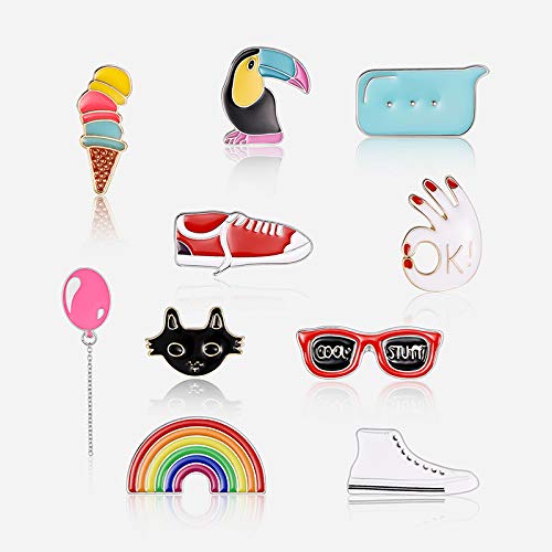 Kanggest.10 Piezas Cartoon Pin en Dinosaurio Solapa Set DIY Broche Pins para Ropa Bolsas Mochilas Sombreros Jeans Chaqueta Accesorios de Ropa Decoracion navideña
