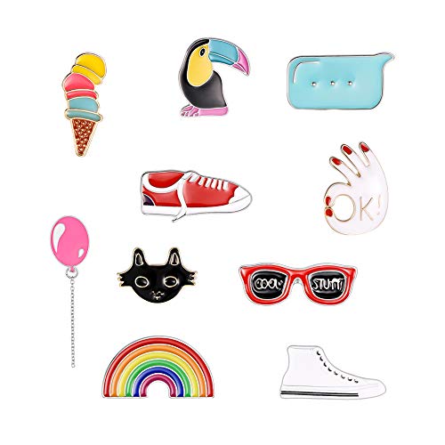 Kanggest.10 Piezas Cartoon Pin en Dinosaurio Solapa Set DIY Broche Pins para Ropa Bolsas Mochilas Sombreros Jeans Chaqueta Accesorios de Ropa Decoracion navideña