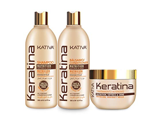 Kativa Keratina Nutrición Champú 500ml + Acondicionador 500ml + Tratamiento 250ml