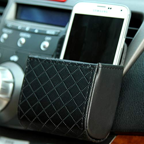 Kcnsieou Resistente al frío Anti-envejecimiento Auto Vent Outlet Caja de basura PU cuero teléfono móvil titular bolsa de almacenamiento organizador colgante