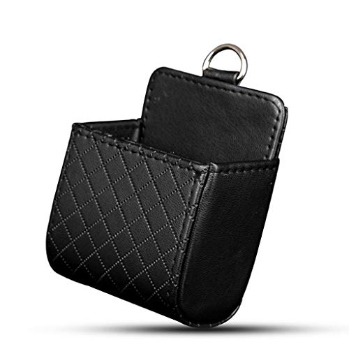 Kcnsieou Resistente al frío Anti-envejecimiento Auto Vent Outlet Caja de basura PU cuero teléfono móvil titular bolsa de almacenamiento organizador colgante