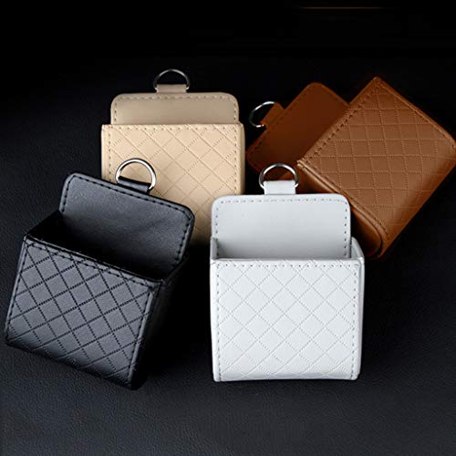 Kcnsieou Resistente al frío Anti-envejecimiento Auto Vent Outlet Caja de basura PU cuero teléfono móvil titular bolsa de almacenamiento organizador colgante