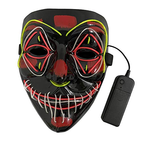 KEEHOM Máscara LED Halloween, Disfraz Luminosa Craneo Esqueleto, para Halloween Navidad Cosplay Grimace Fiesta Festival, Alimentación por Baterías (no Incluidas)