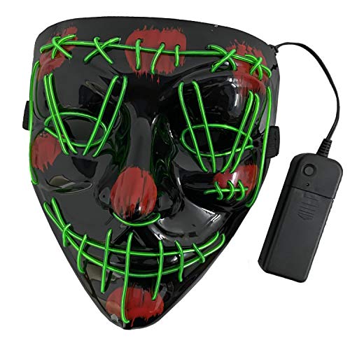 KEEHOM Máscara LED Halloween, Disfraz Luminosa Craneo Esqueleto, para Halloween Navidad Cosplay Grimace Fiesta Festival, Alimentación por Baterías (no Incluidas)