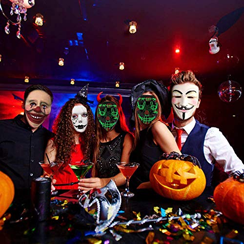 KEEHOM Máscara LED Halloween, Disfraz Luminosa Craneo Esqueleto, para Halloween Navidad Cosplay Grimace Fiesta Festival, Alimentación por Baterías (no Incluidas)