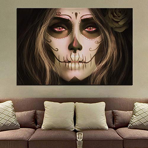 keletop Calavera de azúcar niña Maquillaje Moda 1000 Piezas de Rompecabezas para Adultos Juguetes educativos Colores Brillantes Regalos de cumpleaños decoración del hogar 50x75cm