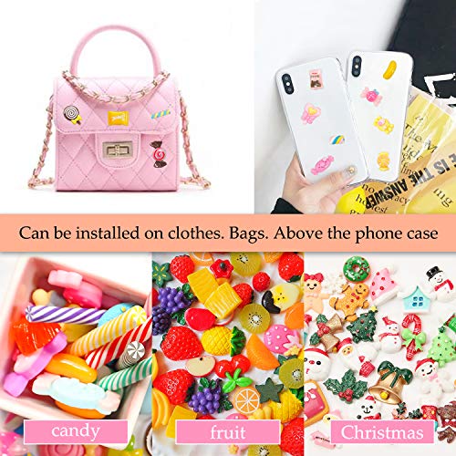 KEPEAK Nuevos DIY Accesorios Regalo, Dulces/Frutas/Navideña Decoración Set, Arte de Scrapbooking Artesanal Decoración para Horquilla/Funda de Teléfono/Ilavero/Diadema (100pcs Christmas)