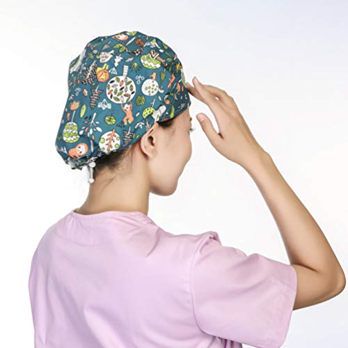 KESYOO 1 Unid Banda de Sudor Ajustable Gorro de Algodón Ajustable Gorro de Algodón Quirófano Gorro de Médico Gorro para Limpieza Clínica Hospital (León Verde)
