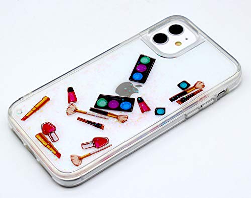 Keyihan Funda para iPhone 11 para niñas Maquillaje de Belleza Herramientas Carcasa Líquido Fluido Divertida Brillar Dinámico movediza Parachoques para Apple iPhone 11 (6.1")(2019)(Arena Rosa Claro)