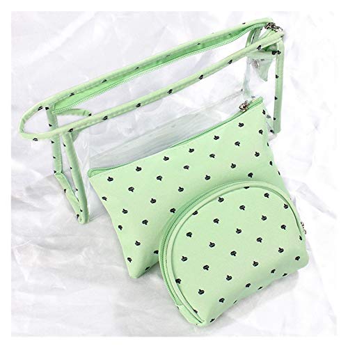 Kfdzsw Bolso Cosmético 3 PC/Sistema Nueva Bolsa de Cosméticos Las Mujeres Constituyen el Recorrido del Bolso Impermeable Portable del Maquillaje Bolsa de Aseo Kits de PVC (Color : Green)
