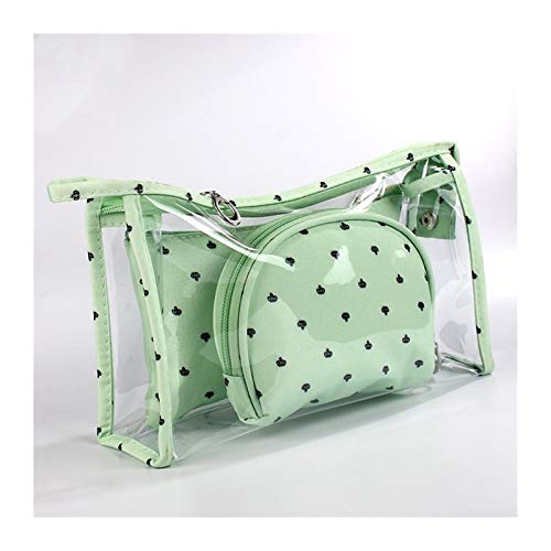 Kfdzsw Bolso Cosmético 3 PC/Sistema Nueva Bolsa de Cosméticos Las Mujeres Constituyen el Recorrido del Bolso Impermeable Portable del Maquillaje Bolsa de Aseo Kits de PVC (Color : Green)